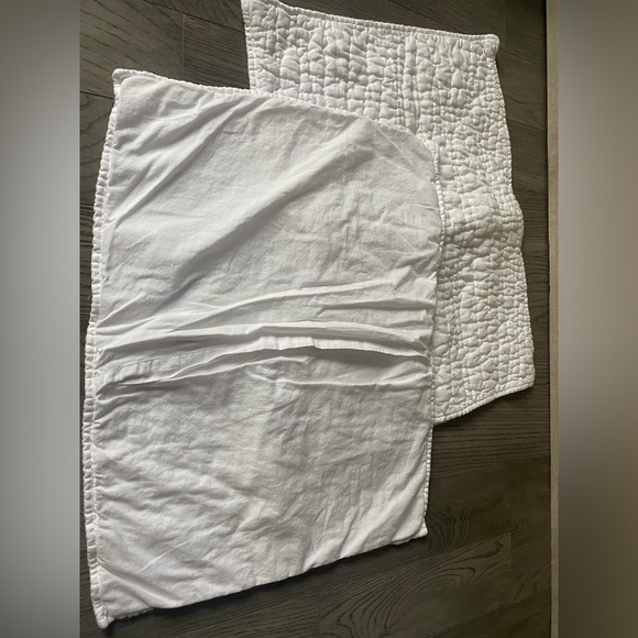 (2) Pottery Barn Linen Blend Pick Stitch Standard Shams White - Picture 3 of 4